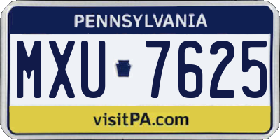 PA license plate MXU7625