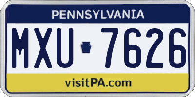 PA license plate MXU7626