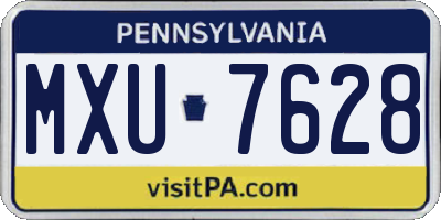 PA license plate MXU7628