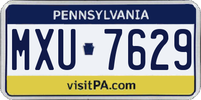PA license plate MXU7629