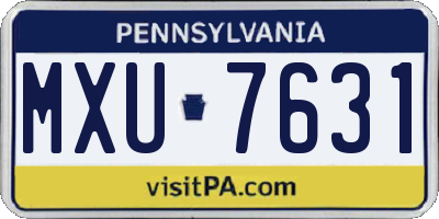 PA license plate MXU7631