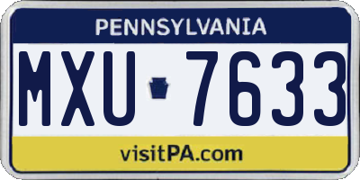 PA license plate MXU7633