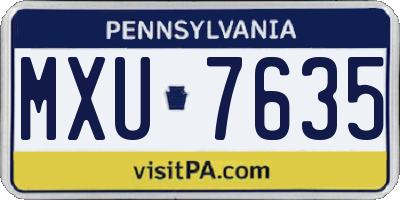 PA license plate MXU7635