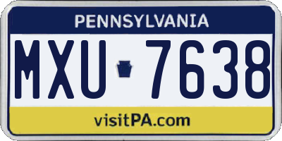 PA license plate MXU7638