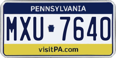 PA license plate MXU7640