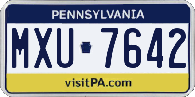 PA license plate MXU7642