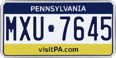 PA license plate MXU7645