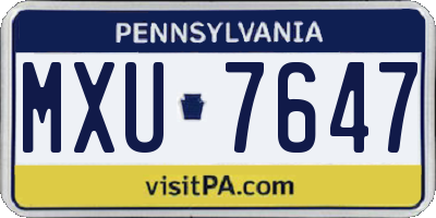 PA license plate MXU7647