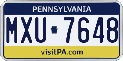 PA license plate MXU7648