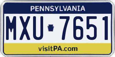 PA license plate MXU7651