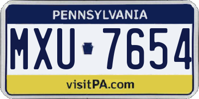 PA license plate MXU7654