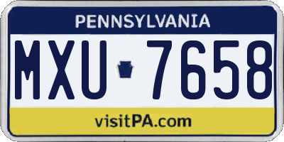 PA license plate MXU7658