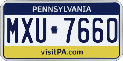 PA license plate MXU7660