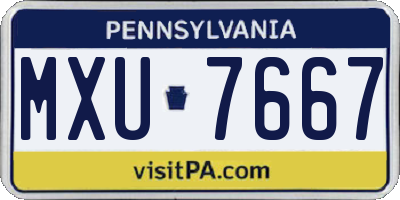 PA license plate MXU7667