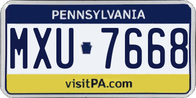 PA license plate MXU7668