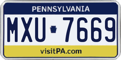 PA license plate MXU7669