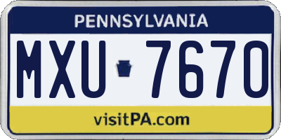 PA license plate MXU7670