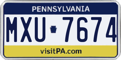 PA license plate MXU7674