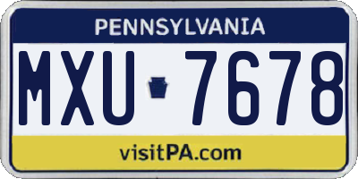 PA license plate MXU7678