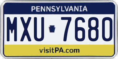 PA license plate MXU7680