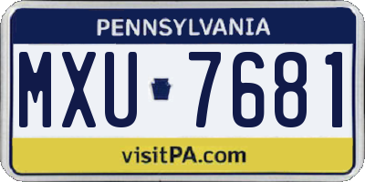 PA license plate MXU7681