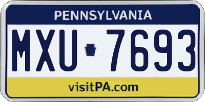 PA license plate MXU7693