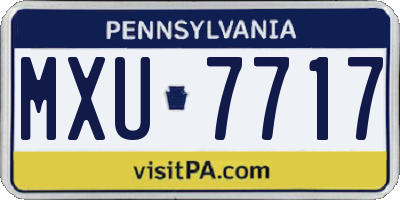 PA license plate MXU7717