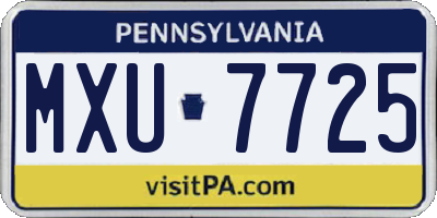 PA license plate MXU7725