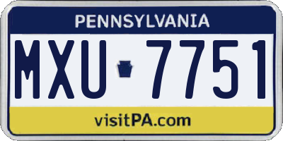 PA license plate MXU7751