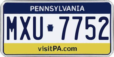 PA license plate MXU7752