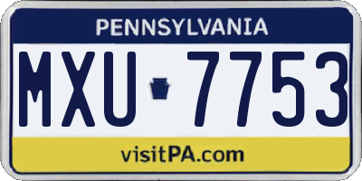 PA license plate MXU7753