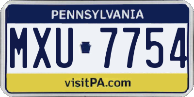 PA license plate MXU7754