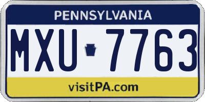 PA license plate MXU7763