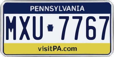 PA license plate MXU7767