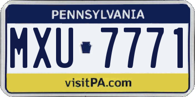 PA license plate MXU7771