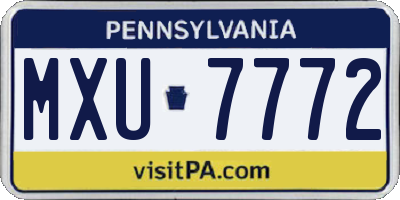 PA license plate MXU7772