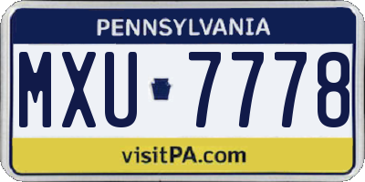 PA license plate MXU7778