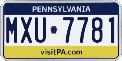 PA license plate MXU7781