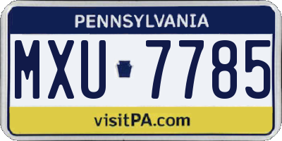 PA license plate MXU7785