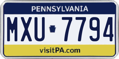 PA license plate MXU7794
