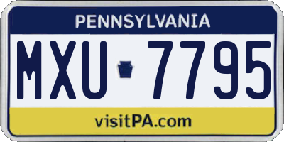 PA license plate MXU7795