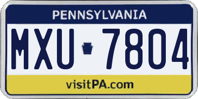 PA license plate MXU7804