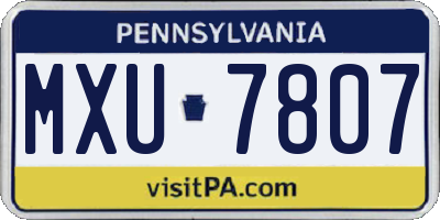 PA license plate MXU7807