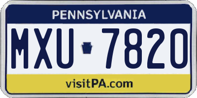 PA license plate MXU7820