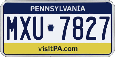 PA license plate MXU7827