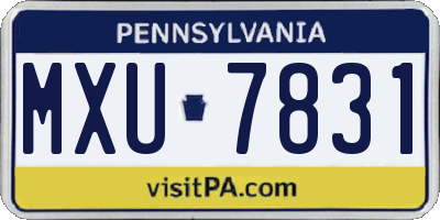 PA license plate MXU7831