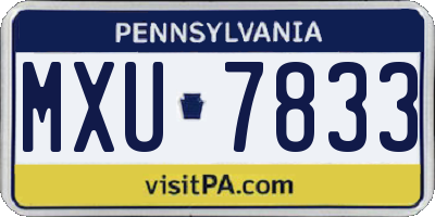 PA license plate MXU7833
