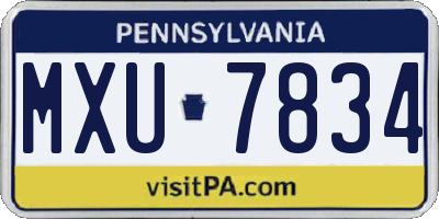 PA license plate MXU7834