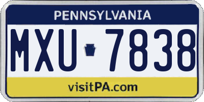 PA license plate MXU7838