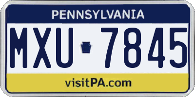 PA license plate MXU7845
